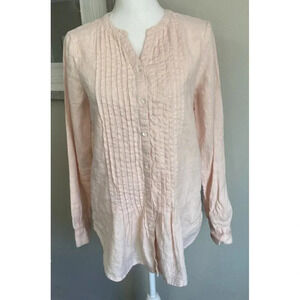Sundance Linen Blouse Shirt Pleats Light Pink Extra Small XS